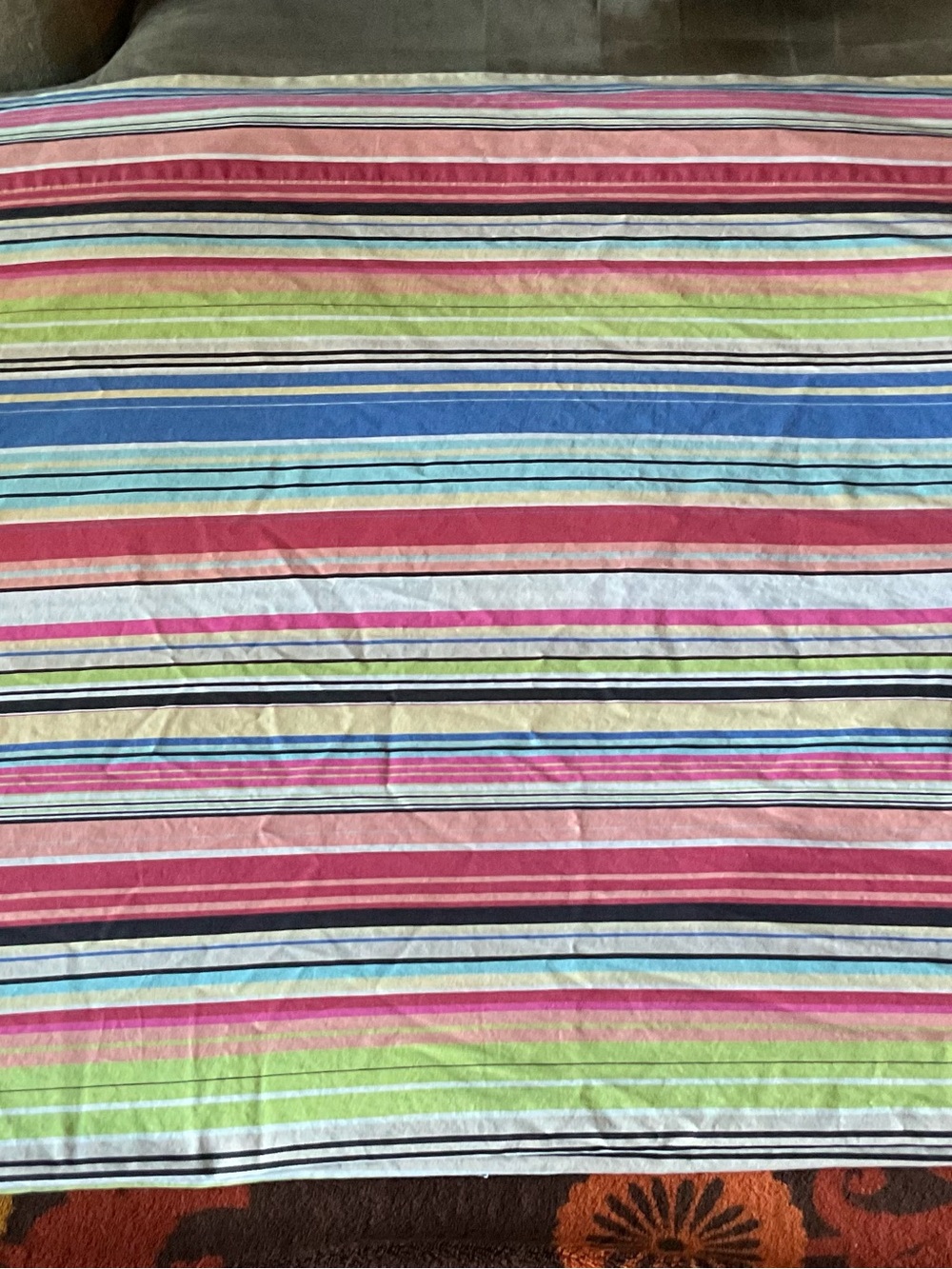 Pottery Barn Espadrille Colorful Stripes FULL Flat Sheet- Vintage